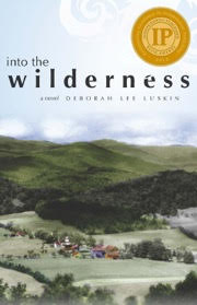 Cover art for Into the Wilderness by Deborah Lee Luskin:  sky, mountains, village.