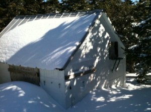 The Caretaker's Cabin in winter, when no caretakers are in residence.
