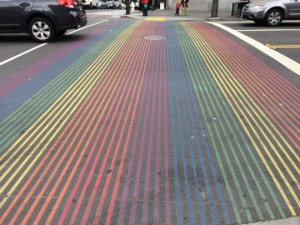 Going car-free for a week in San Francisco was a treat, especially when crossing this rainbow crosswalk in The Castro. (Deborah Lee Luskin, photo)
